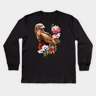 Wonderful eagle with flowers Kids Long Sleeve T-Shirt